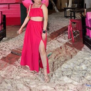 Linen blend maxi skirt and crop top